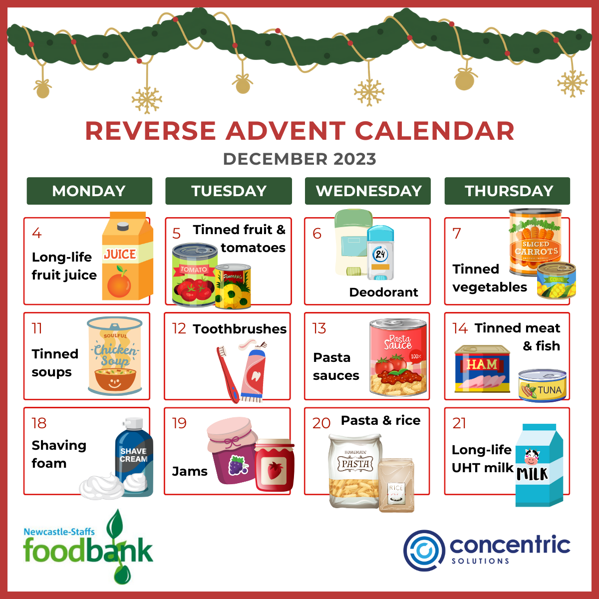 Reverse Advent Calendar for The Trussell Trust